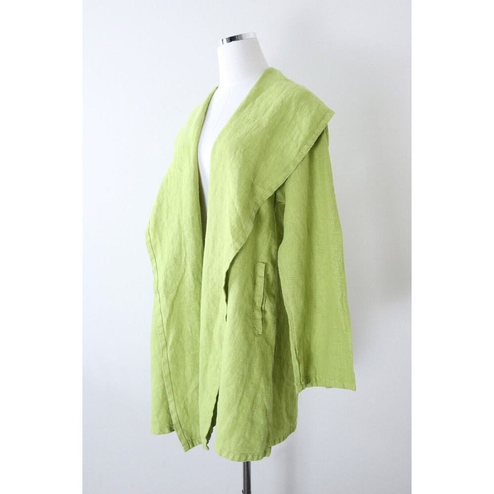 Bryn Walker Size XS Heavy Linen Jacket Drape Front Gooseberry Lime Green - Picture 4 of 14